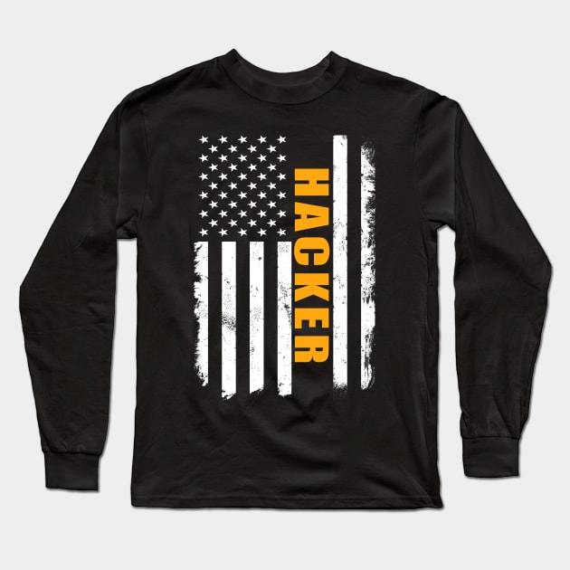 Hacker American Long Sleeve T-Shirt by Motiejus